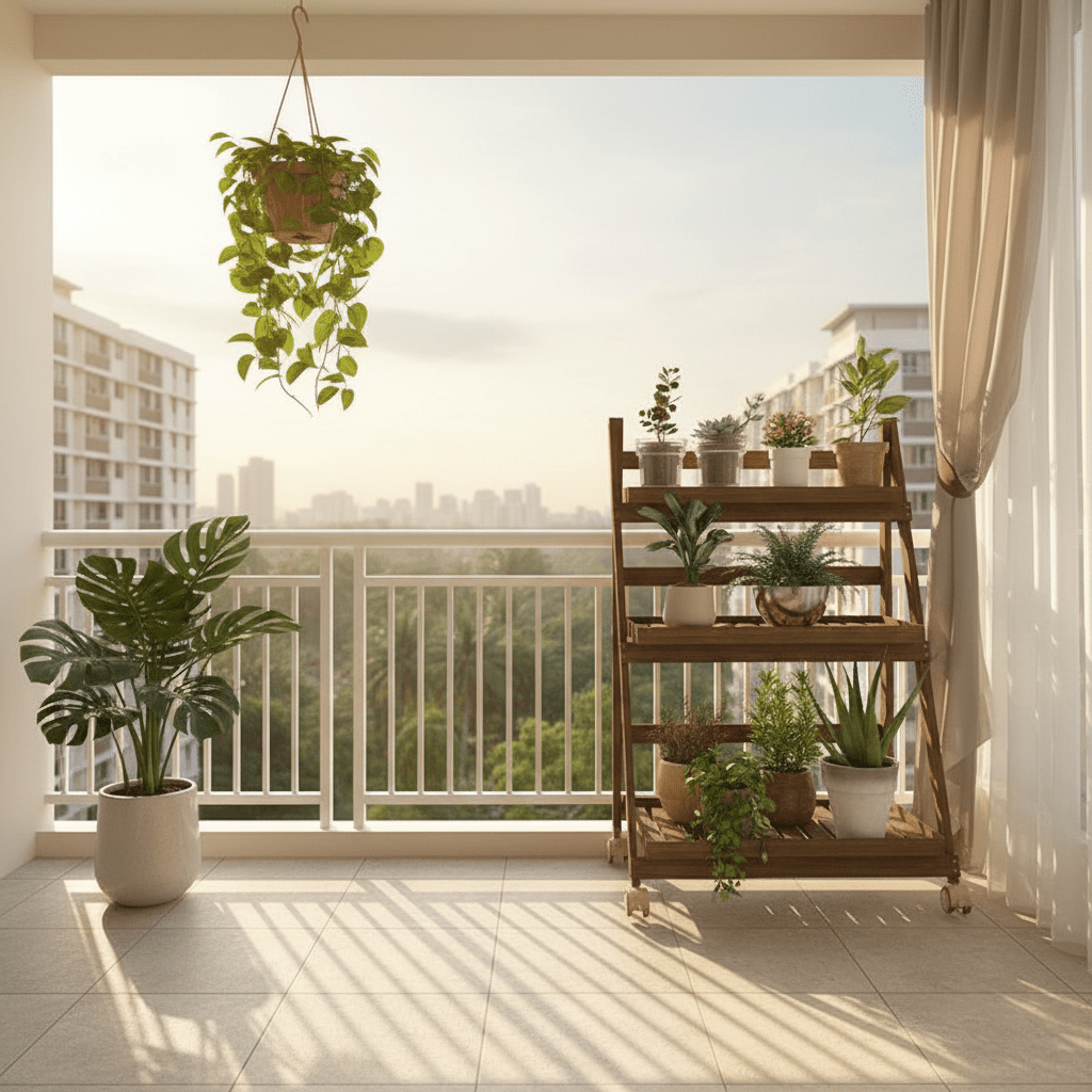 Foldable Wooden Plant Rack - Home Decor - 5864116872227 - Tumbleweed Plants - Online Plant Delivery Singapore