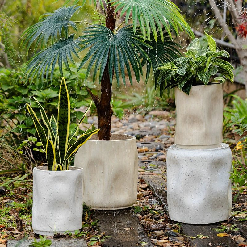 White Rustic Wave Pot - Planter - 5850828443610 - Tumbleweed Plants - Online Plant Delivery Singapore