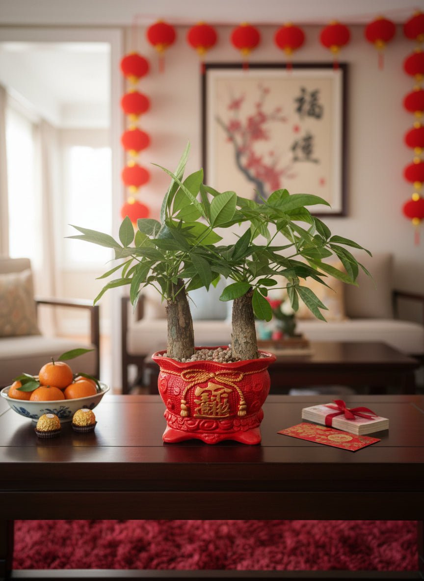 Twin Peaks Fortune – Double Money Tree Arrangement - Plant Arrangement - PLAN-TWIN-9858 - Tumbleweed Plants - Online Plant Delivery Singapore