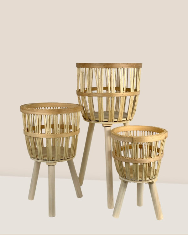 Bamboo Basket with Stand - Small - Stand - Tumbleweed Plants - Online Plant Delivery Singapore