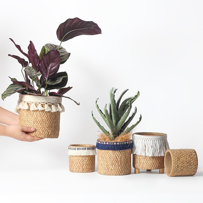 Ceramic Woven Basket Planter - Medium