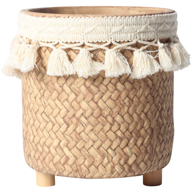 Ceramic Woven Basket Planter - Medium