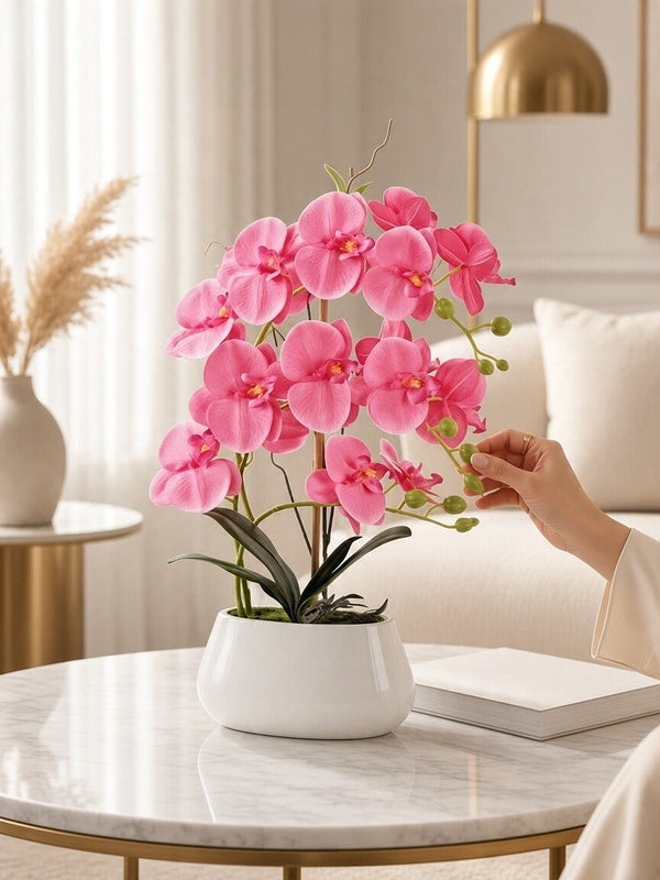 Abundance Royal Phalaenopsis - White Pot (Life-like Artificial)