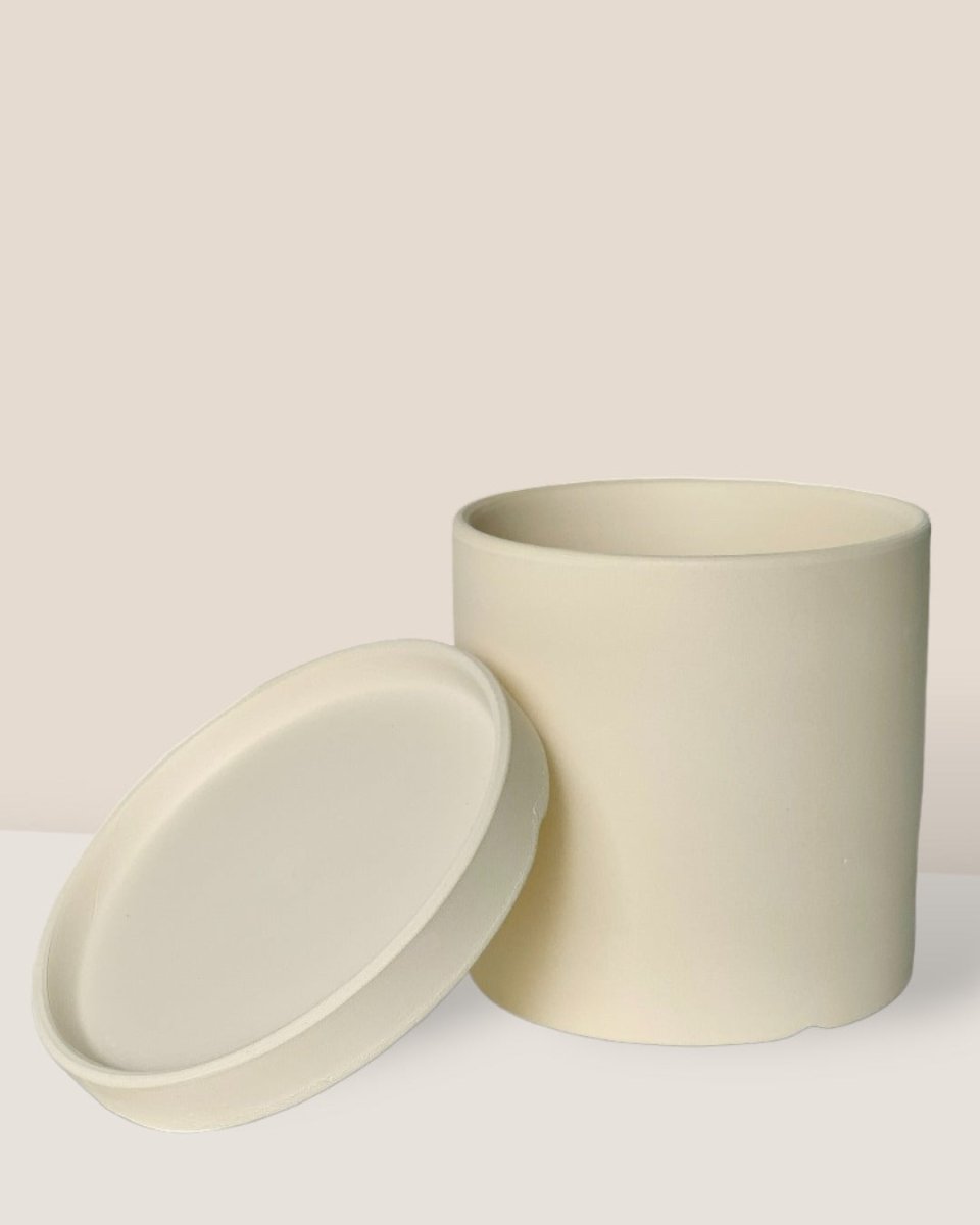 White Flour Planter - cylinder - Pot - Tumbleweed Plants - Online Plant Delivery Singapore